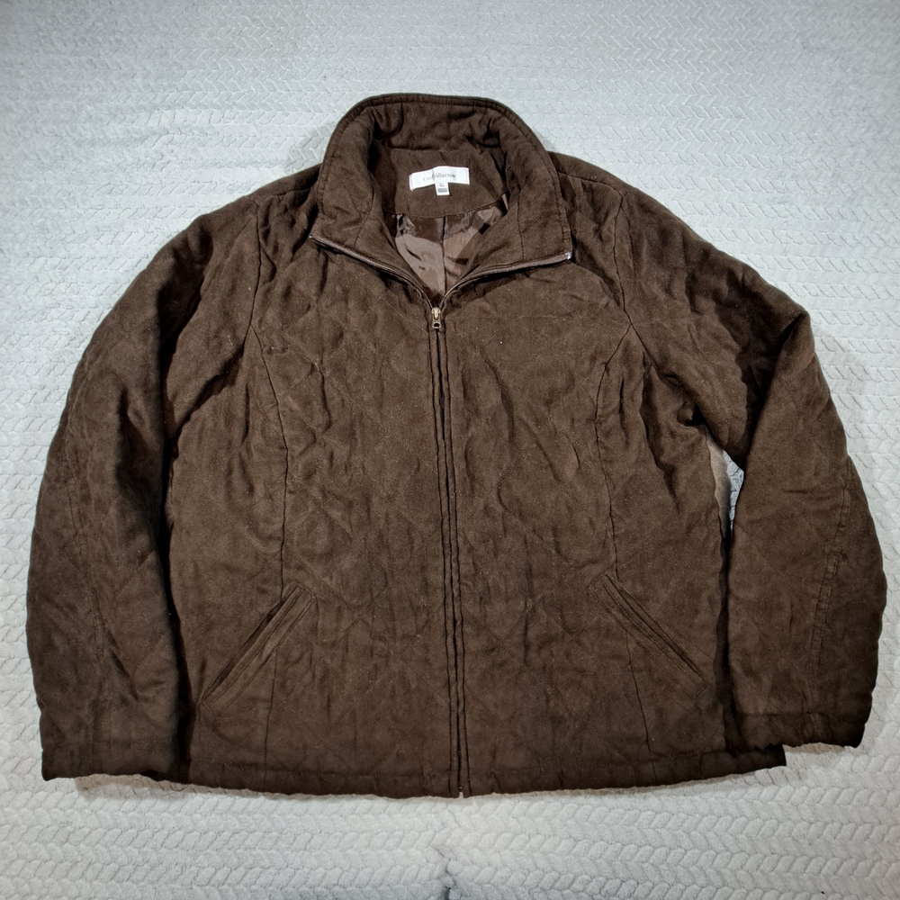 croft & barrow Dark Brown Quilted Zip-Front Jacket